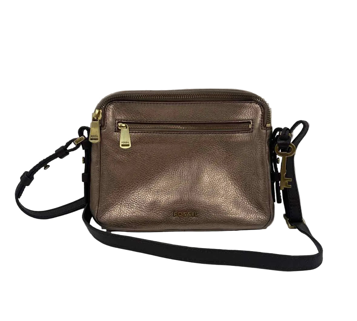 FOSSIL Rose Gold PIPER TOASTER Metallic Leather Crossbody Purse