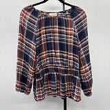universal threads Women's Size L Navy Plaid Long Sleeve Shirt