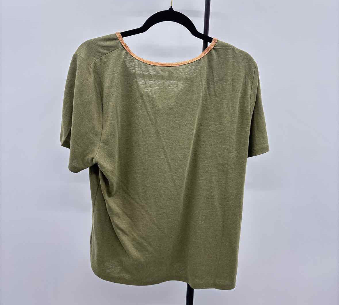 Talbots Women's Size XL Green Solid Short Sleeve Shirt