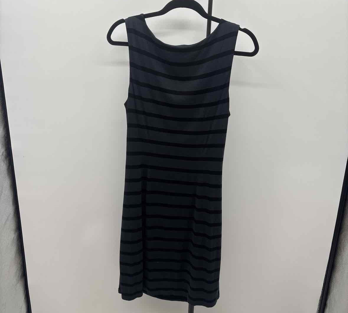 Loft Women's Size L Charcoal Stripe Dress