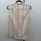 Timeson Women's Size M Ivory Stripe Sleeveless Shirt