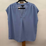 Banana Republic Women's Size L Blue Solid Short Sleeve Shirt