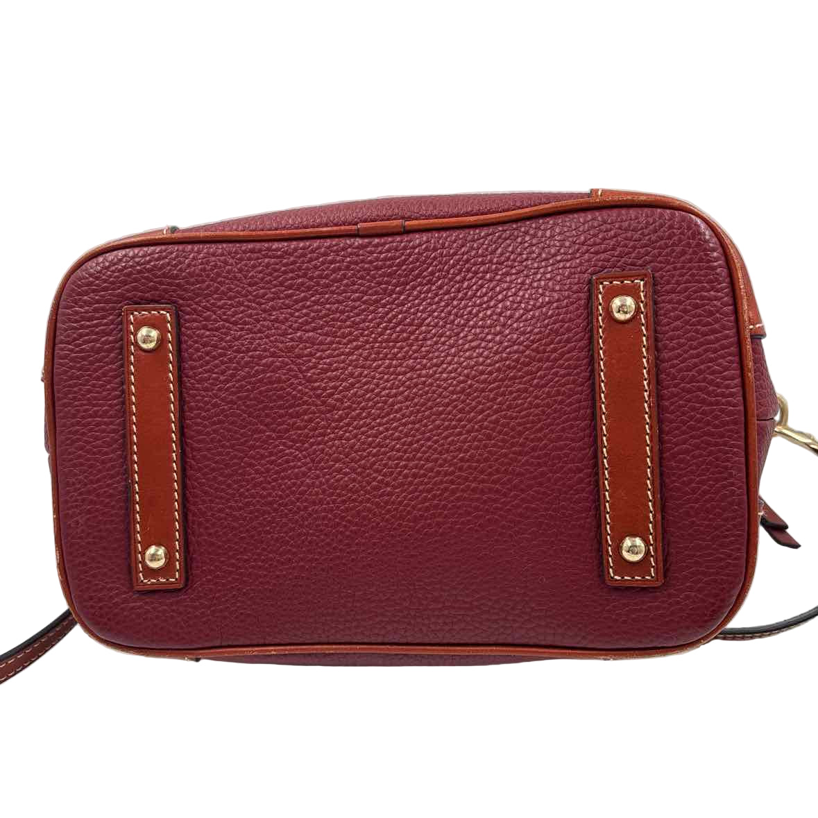 Bottom DOONEY & BOURKE Maroon Pebbled Leather DILLEN Domed Satchel w/Adj Crossbody Purse
