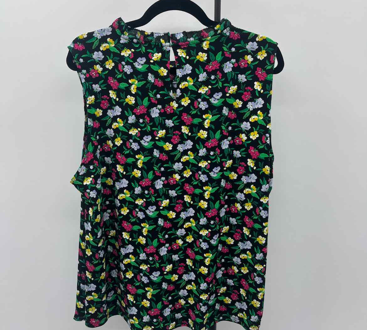 Ann Taylor Women's Size XXL Black Floral Sleeveless Shirt