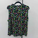 Ann Taylor Women's Size XXL Black Floral Sleeveless Shirt
