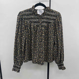 Rochelle Behrens Women's Size M Black Floral Long Sleeve Shirt