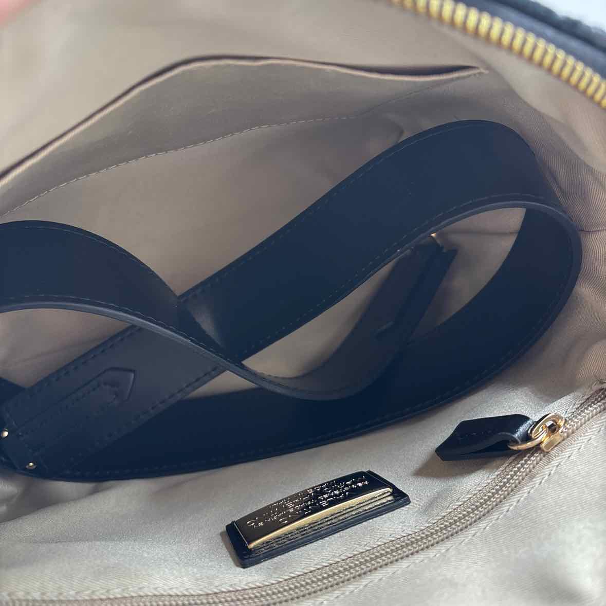 Interior VALENTINO by MARIO VALENTINO Black Logo Embossed Leather MINIMI Handled Purse w/Crossbody