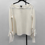 Ann Taylor Women's Size M Ivory Solid Long Sleeve Shirt