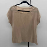 Chico's Women's Size M Tan Sequins Short Sleeve Shirt