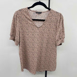 Adrianna Papell Women's Size M Pink Spotted Short Sleeve Shirt