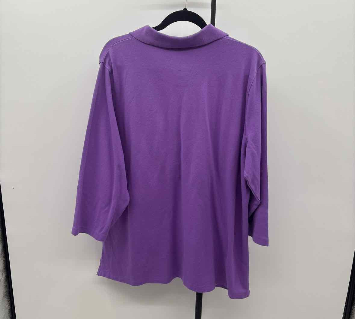 Lands End Women's Size 2X Purple Solid Long Sleeve Shirt