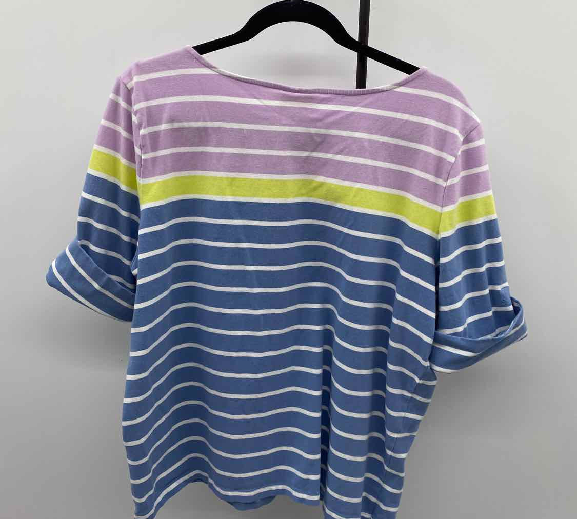Ruby Rd. Women's Size XL Multi-Color Stripe Short Sleeve Shirt
