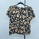 Chico's Women's Size M Tan Abstract Short Sleeve Shirt