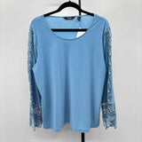 Dennis Basso Women's Size L Blue Lace Long Sleeve Shirt