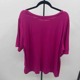 Drapers & Damons Women's Size 2X Magenta Floral Short Sleeve Shirt