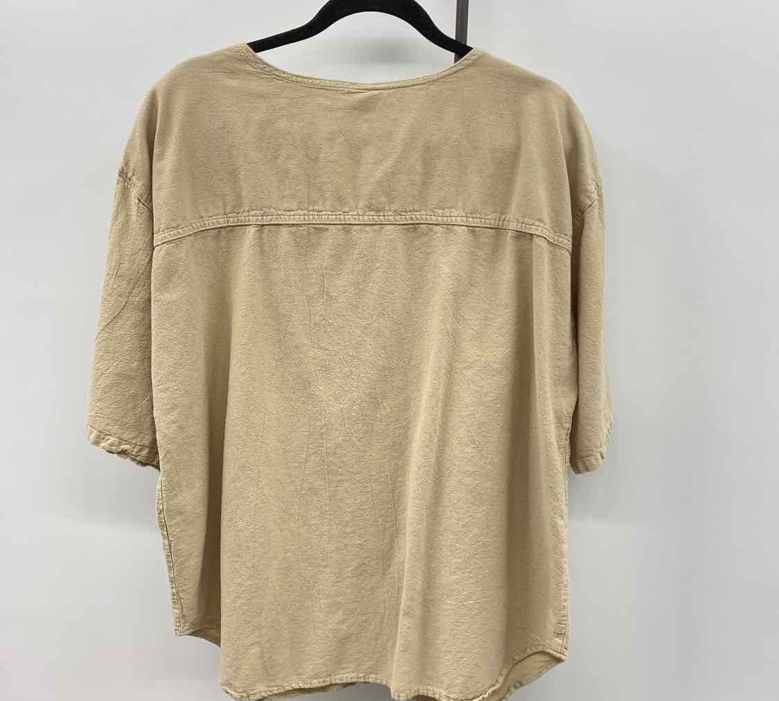 Cottonseed Women's Size XL Beige Textured Short Sleeve Shirt