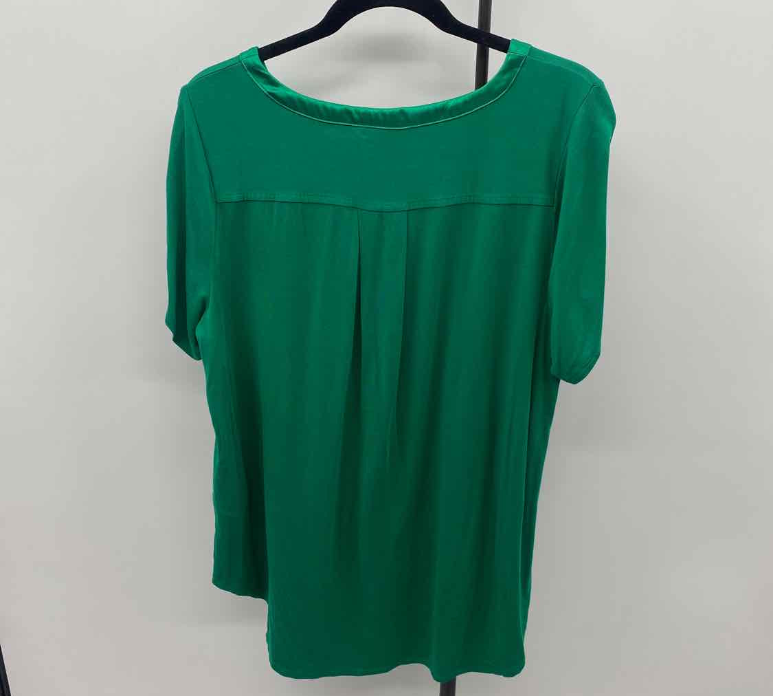 Alfani Women's Size 1X Green Solid Short Sleeve Shirt