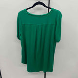 Alfani Women's Size 1X Green Solid Short Sleeve Shirt