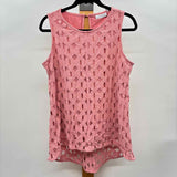 Susan Graver Women's Size L Pink cutouts Sleeveless Shirt