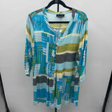 Arna York Women's Size 1X Turquoise Abstract Tunic