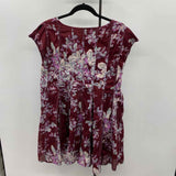 Free People Women's Size S maroon Floral Short Sleeve Shirt