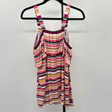 Lane Bryant Women's Size L Magenta Stripe Short Sleeve Shirt