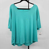 Lands End Women's Size 2X Aqua Solid Short Sleeve Shirt