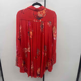 Free People Junior's Size S Red Floral Long Sleeve Shirt