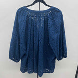 Calypso Women's Size 3X Navy Eyelet Short Sleeve Shirt