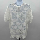 Johnny Was Women's Size XL White Eyelet Short Sleeve Shirt