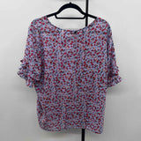 Liz Claiborne Women's Size XL Blue Floral Short Sleeve Shirt