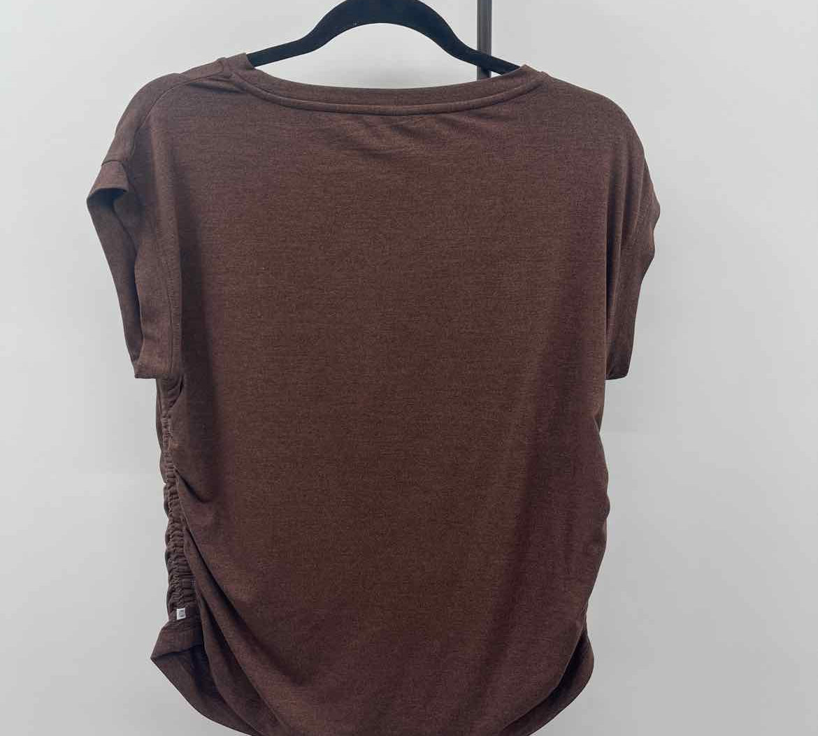 Balance Collection Women's Size M Brown Solid Short Sleeve Shirt