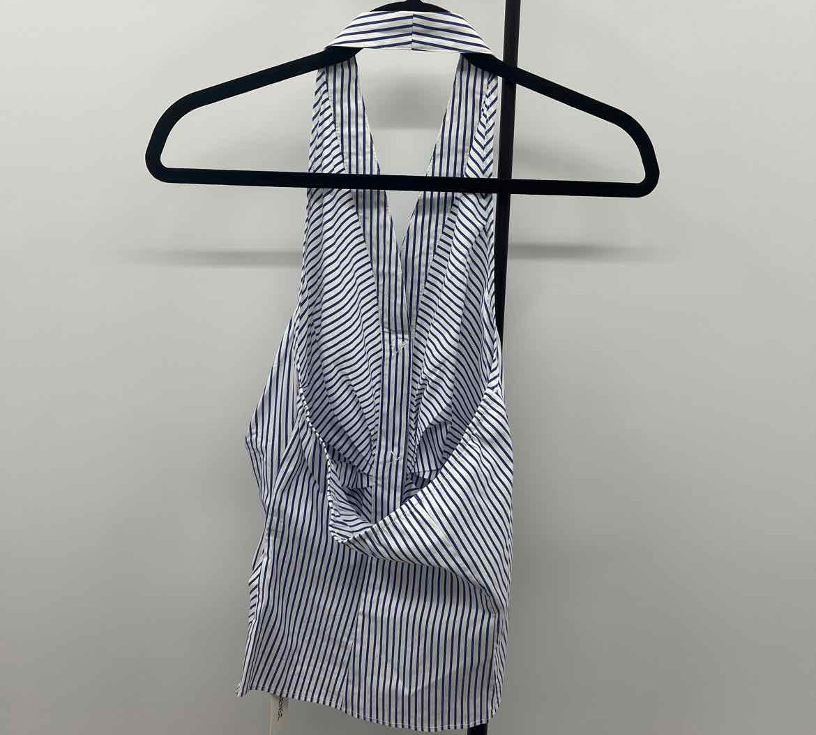 commense Women's Size S Blue Stripe Sleeveless Shirt