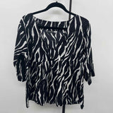 KikiSol Women's Size XXL Black Zebra Long Sleeve Shirt