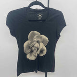 Life Is Good Women's Size S Black Floral T-Shirt