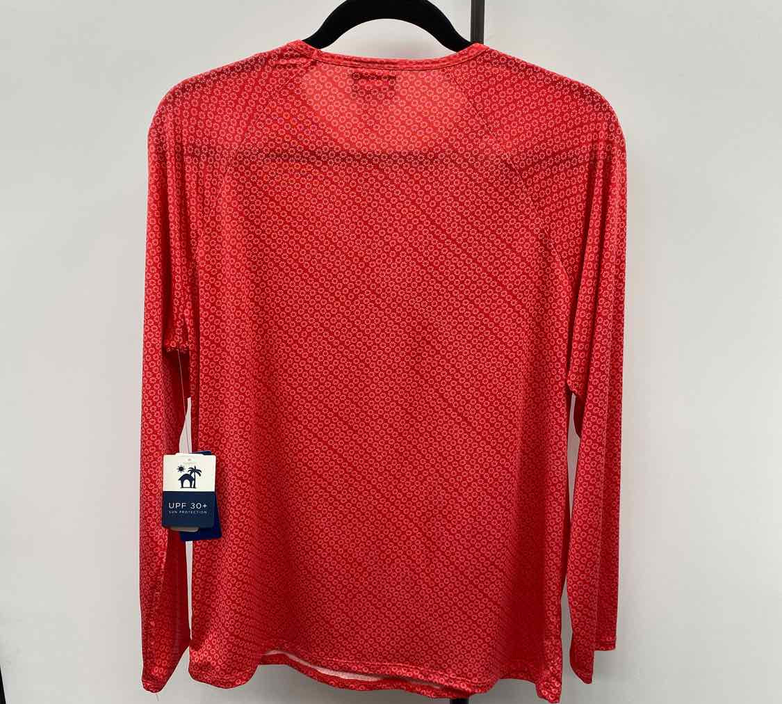 Caribbean Joe Women's Size XL coral Floral Long Sleeve Shirt