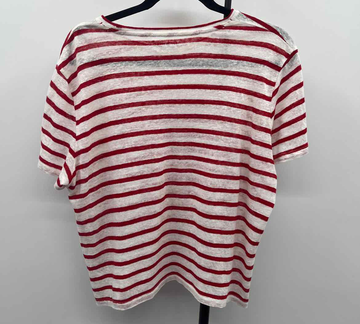 J Crew Women's Size L Red Stripe Short Sleeve Shirt