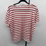J Crew Women's Size L Red Stripe Short Sleeve Shirt