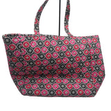 VERA BRADLEY Quilted Black Red & Pink Floral Tote Bag Purse