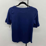 Talbots Women's Size LP Navy Solid Short Sleeve Shirt