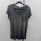 Cable & Gauge Women's Size L Charcoal Solid Short Sleeve Shirt