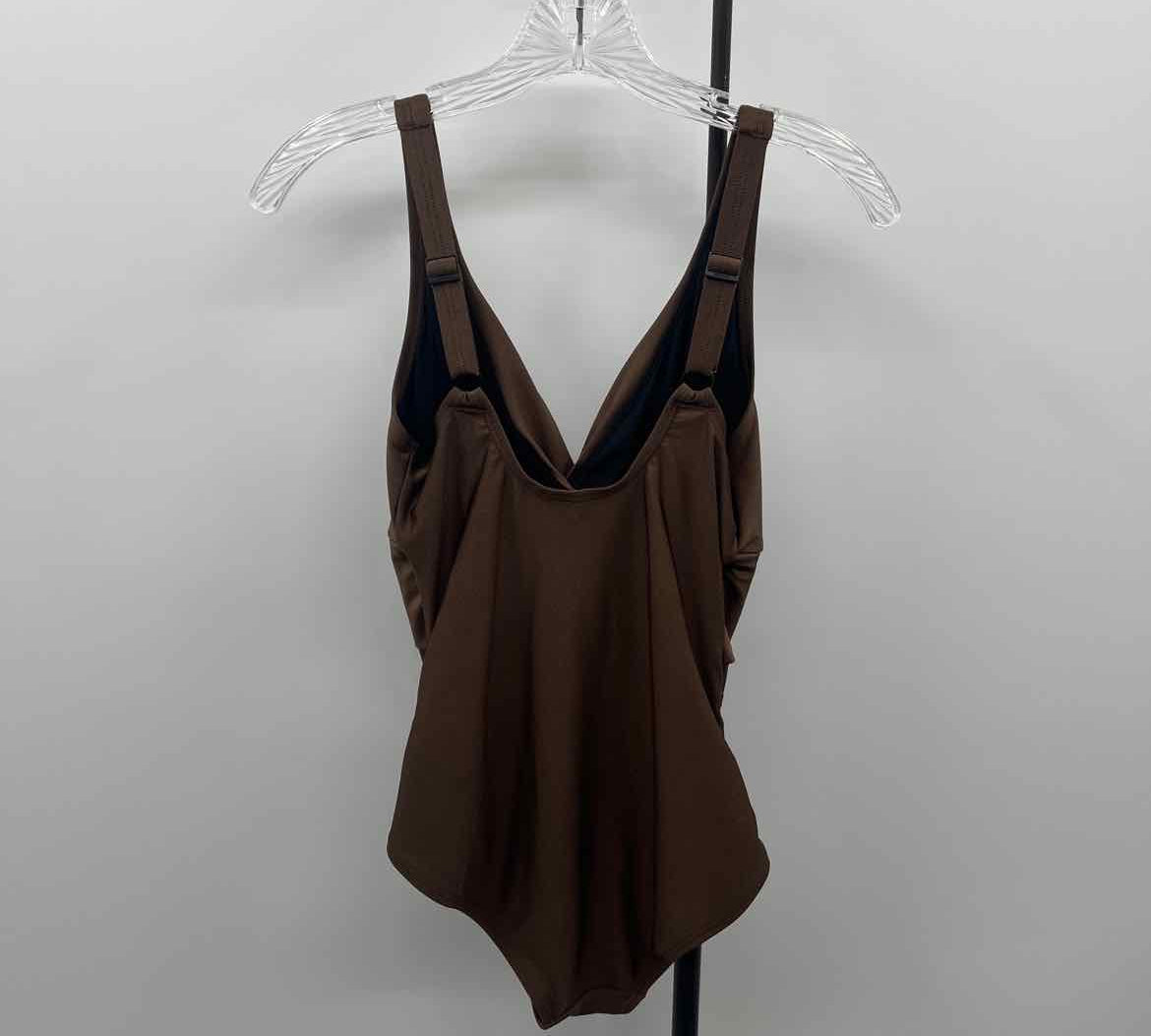 DKNY Women's Size S Brown Solid Swimsuit - 1 Piece