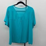 LIVI active Women's Size 3X Aqua Solid Short Sleeve Shirt