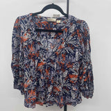 Maeve Junior's Size M Blue Floral Long Sleeve Shirt