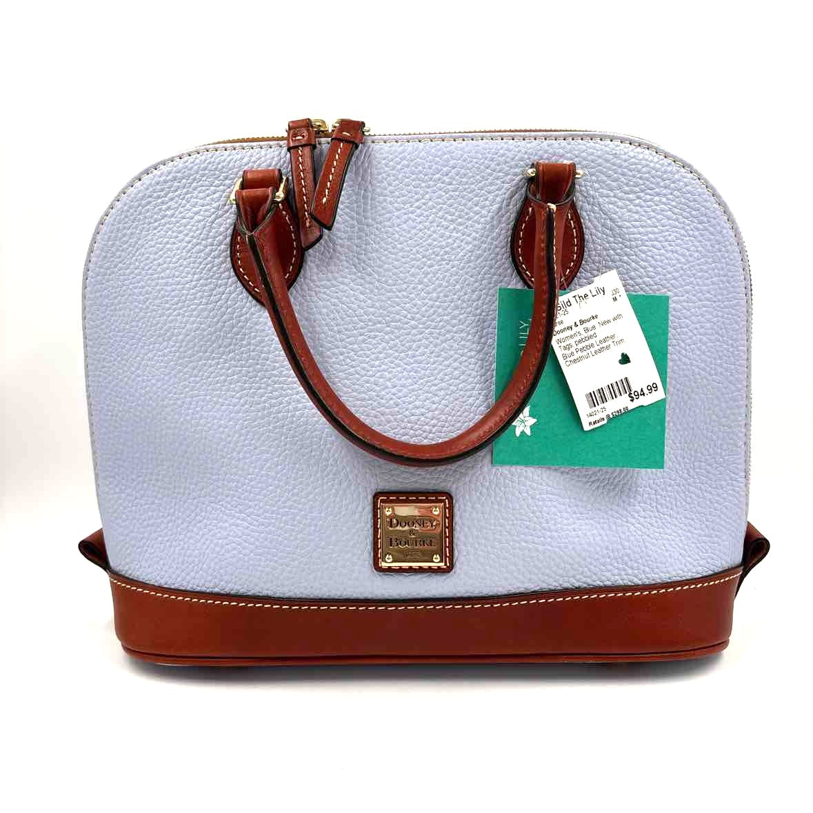 NWT DOONEY & BOURKE Blue Pebbled Leather ZIP ZIP Domed Satchel Purse w/Crossbody Strap