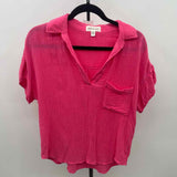 Cloth & Stone Women's Size S Pink Textured Short Sleeve Shirt