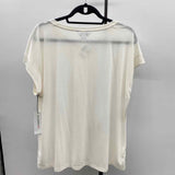 Liz Claiborne Women's Size XL Cream Solid Short Sleeve Shirt