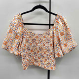 DOLAN Junior's Size M Orange Floral Short Sleeve Shirt