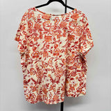 Rachel Zoe Women's Size 3X Cream Floral Short Sleeve Shirt