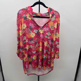 Heimish USA Women's Size 2X Pink Floral Long Sleeve Shirt